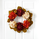 24” Fall Hydrangea Wreath by Nearly Natural