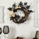 24" Halloween Skull and Bones Wreath" by Nearly Natural - Vysn