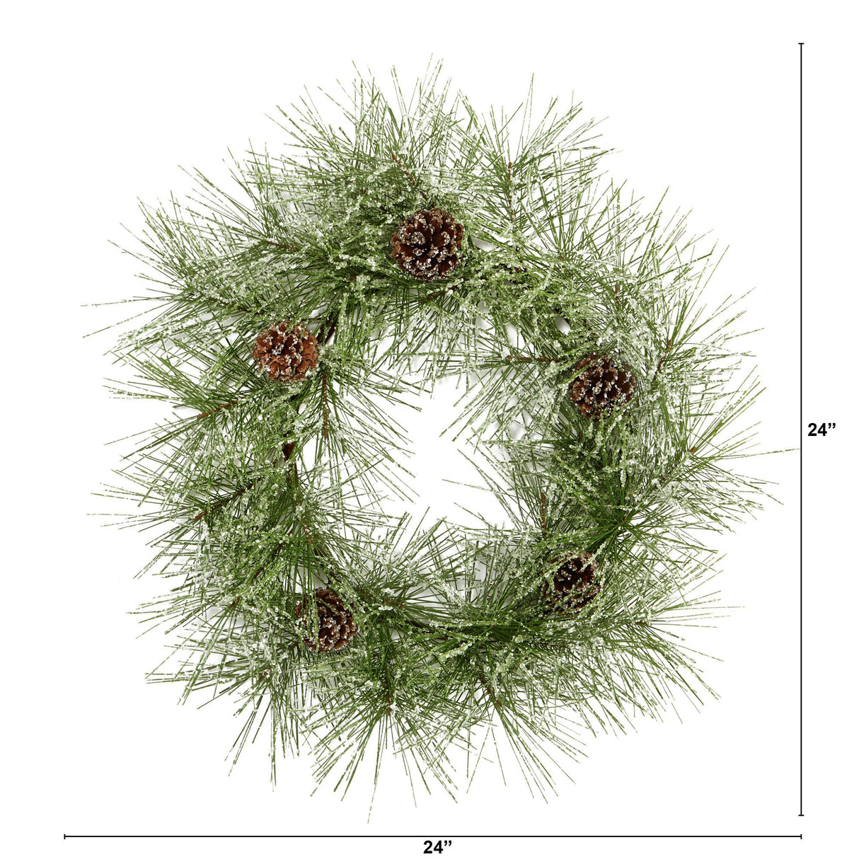 24” Iced Pine Artificial Wreath with Pine Cones by Nearly Natural