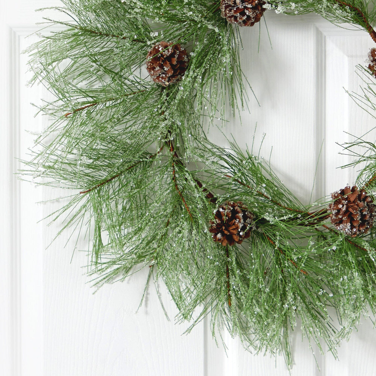 24” Iced Pine Artificial Wreath with Pine Cones by Nearly Natural