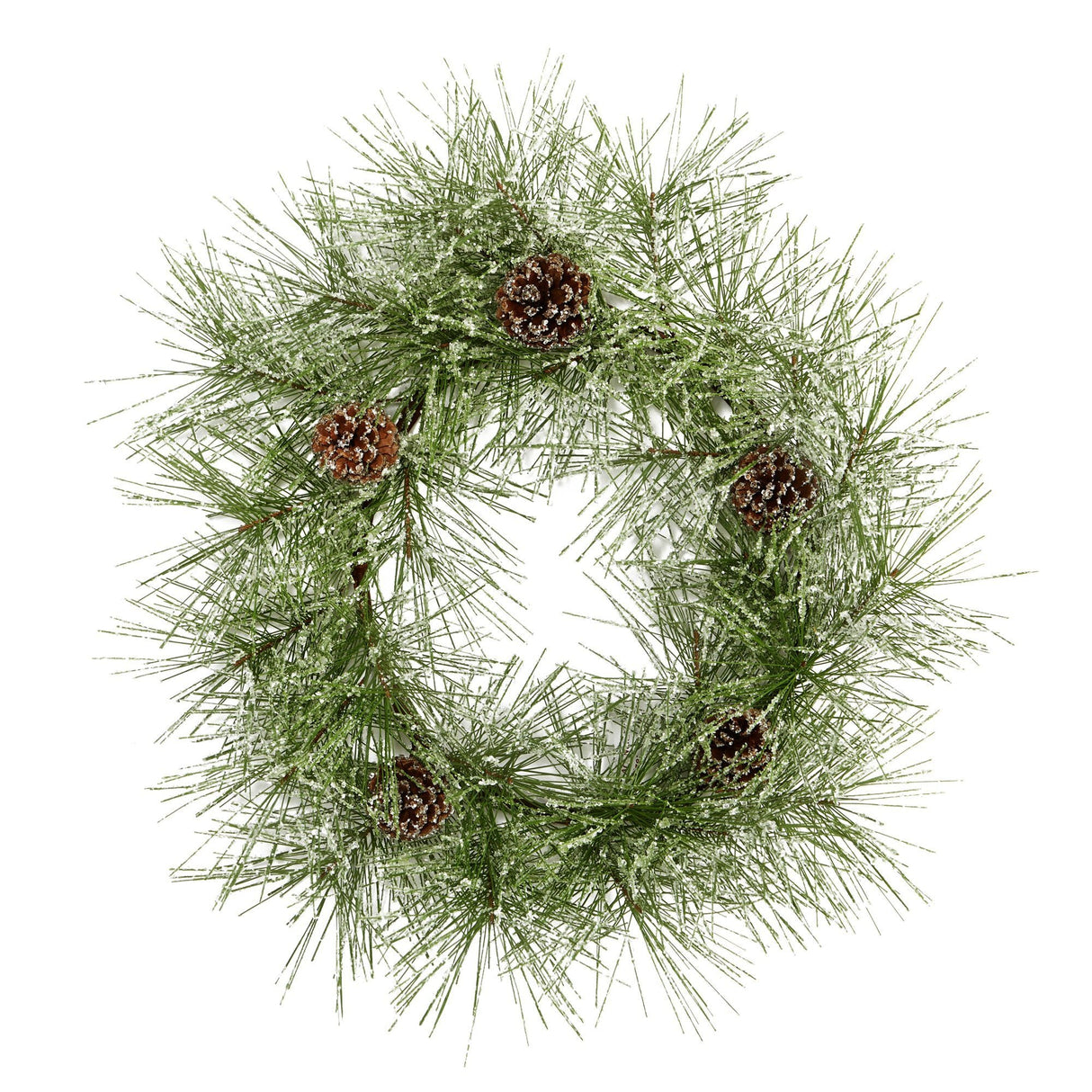 24” Iced Pine Artificial Wreath with Pine Cones by Nearly Natural