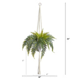 25” Fern Hanging Artificial Plant in Decorative Basket by Nearly Natural