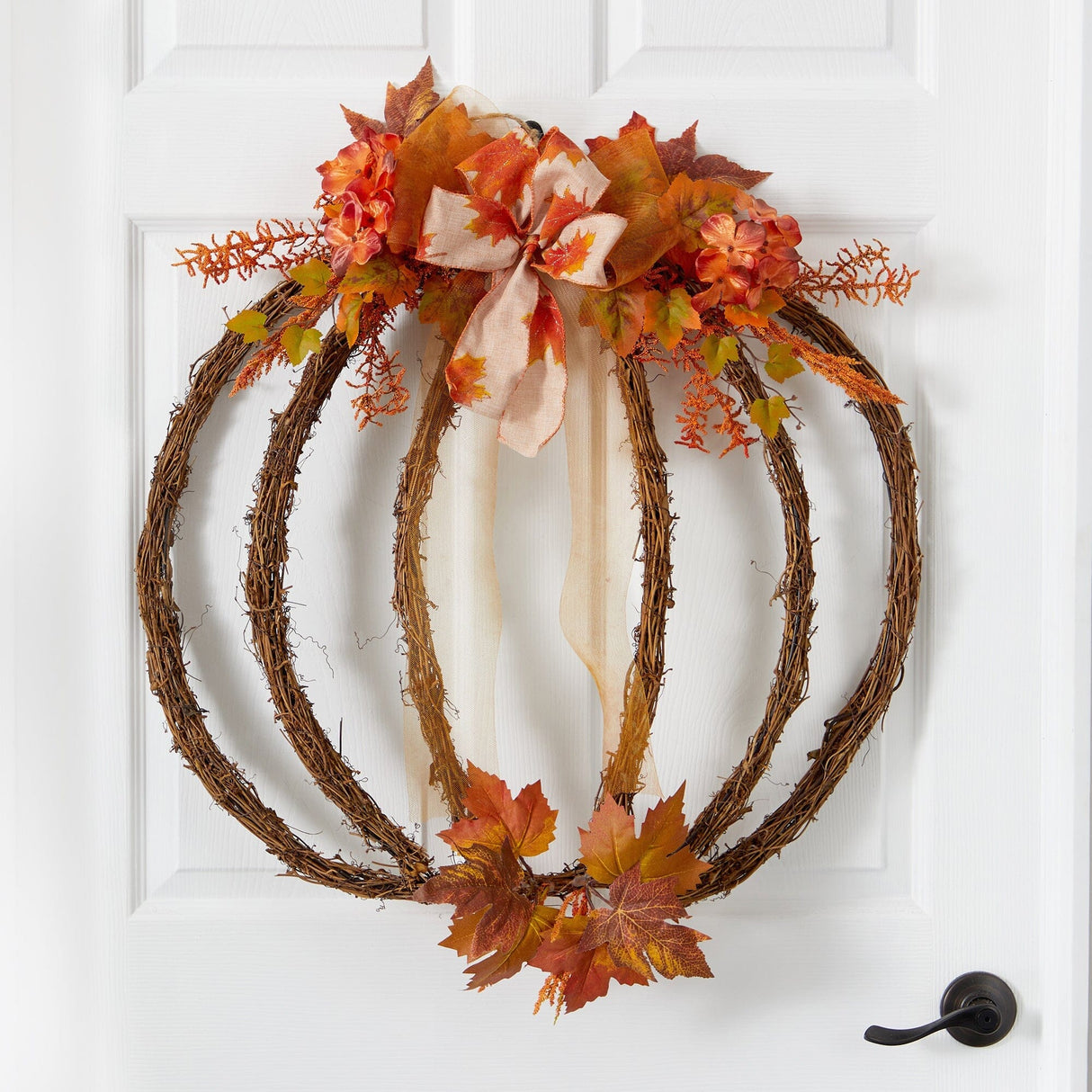 26” Autumn Pumpkin Artificial Vine Fall Wreath by Nearly Natural