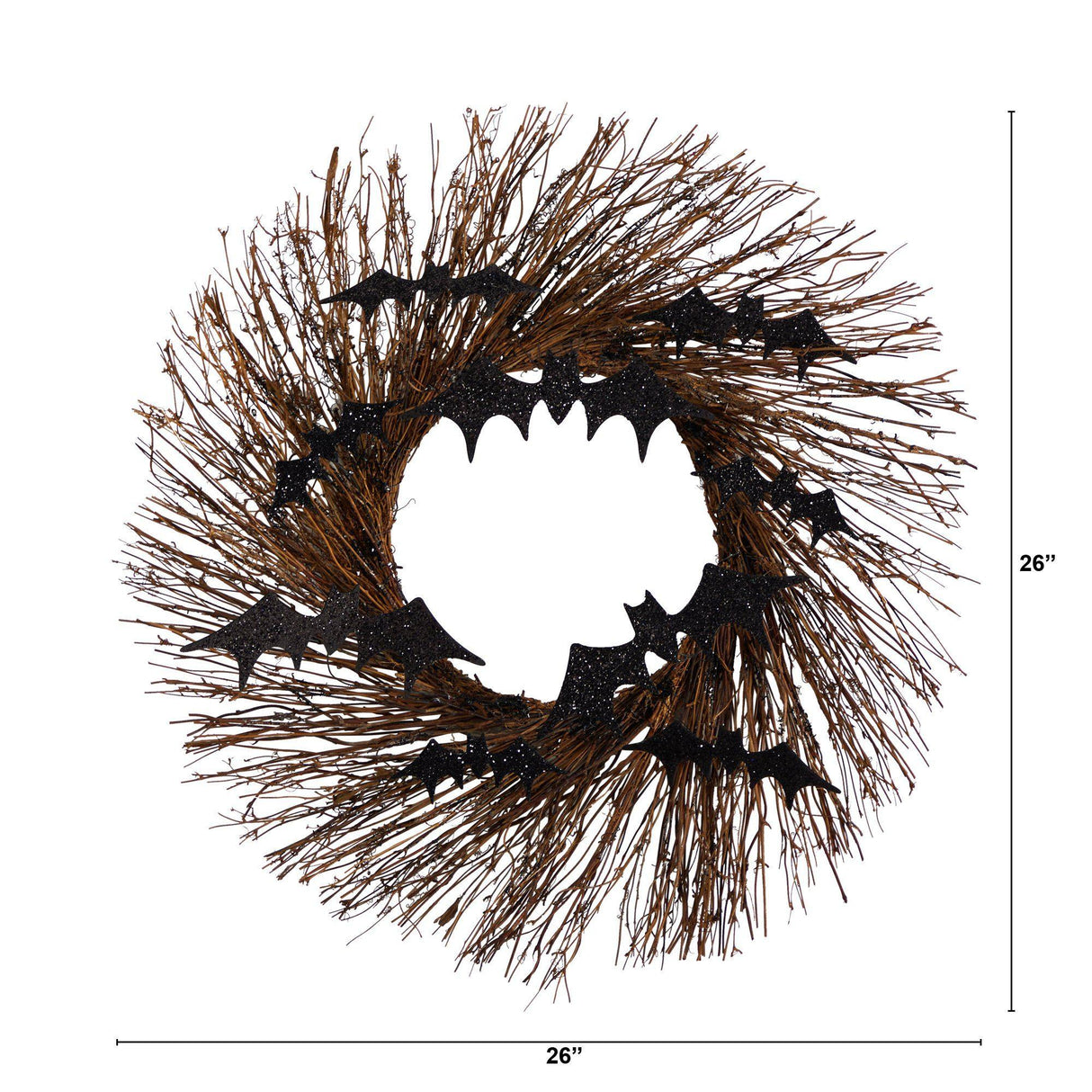 26" Halloween Bats Twig Wreath" by Nearly Natural - Vysn