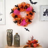 26" Halloween Spider Mesh Wreath" by Nearly Natural - Vysn