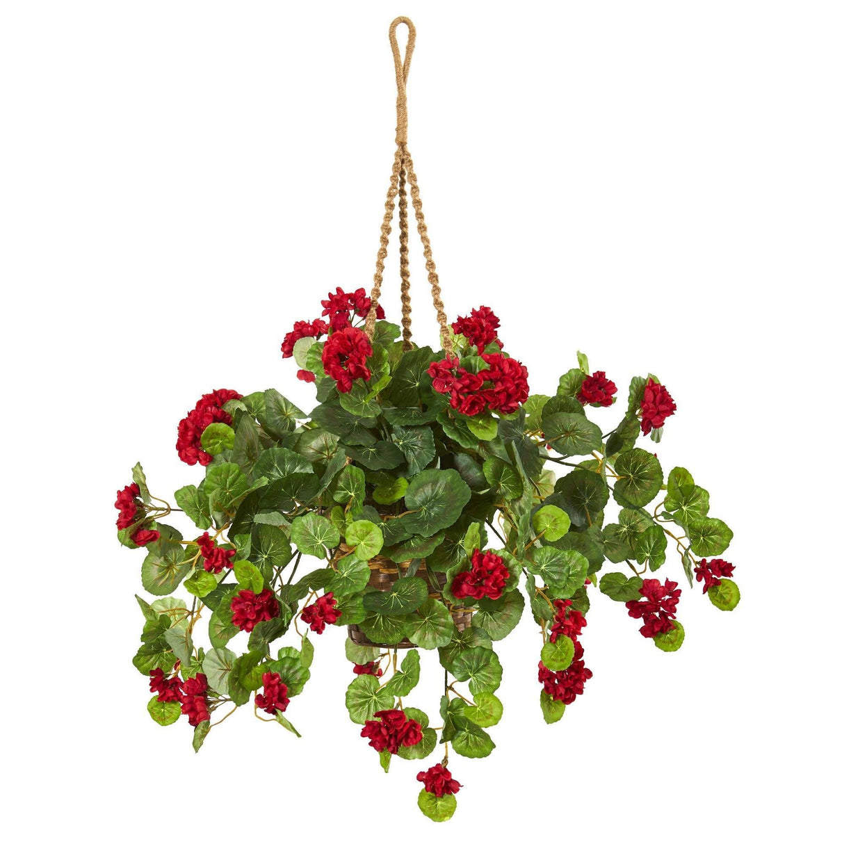 27” Geranium Artificial Plant in Hanging Basket by Nearly Natural