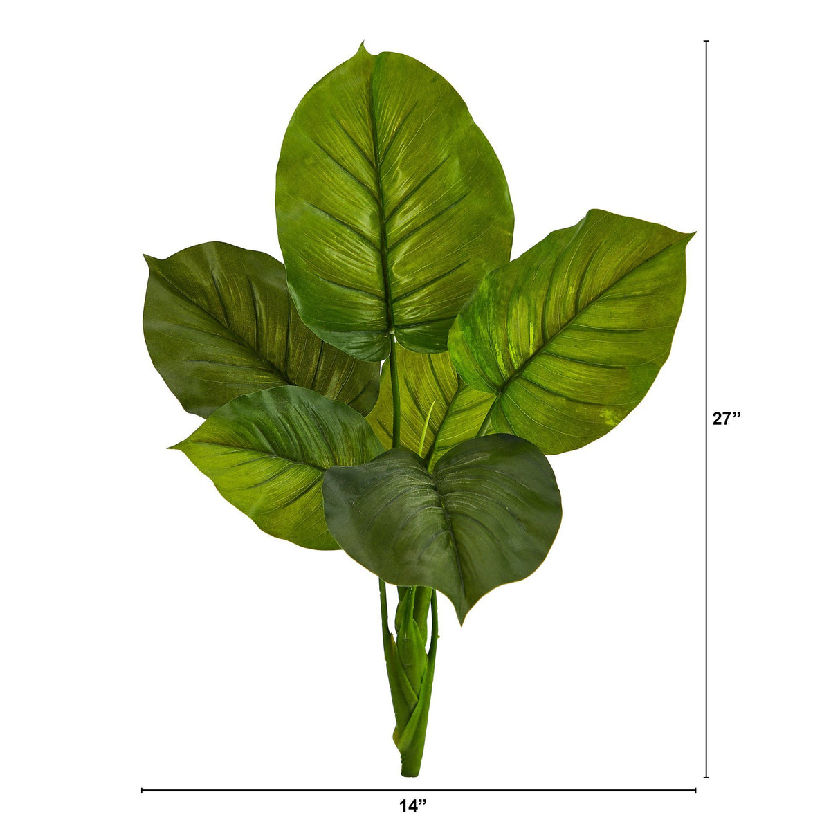 27” Large Philodendron Leaf Artificial Bush Plant (Set of 4) by Nearly Natural