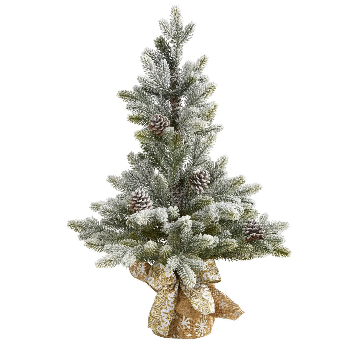 28” Flocked Artificial Christmas Tree with Pine Cones by Nearly Natural