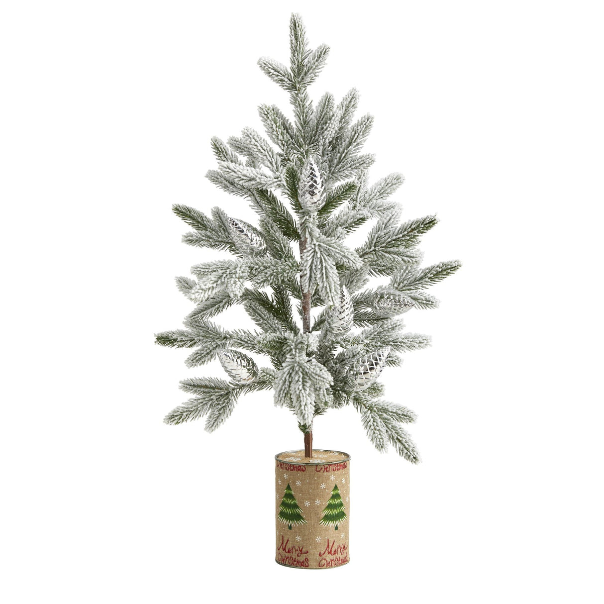 28” Flocked Christmas Artificial Tree in Decorative Planter by Nearly Natural