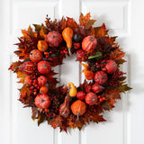 28" Harvest Wreath" by Nearly Natural