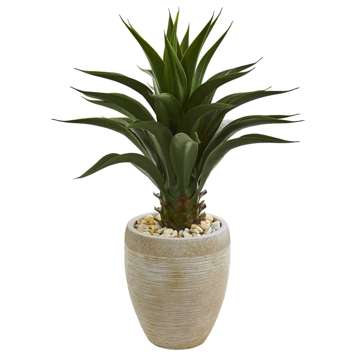 3' Artificial Agave Plant in Sand Colored Planter by Nearly Natural