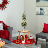 3’ Flocked Artificial Christmas Tree Topiary with 50 Warm White LED Lights and Pine Cones by Nearly Natural