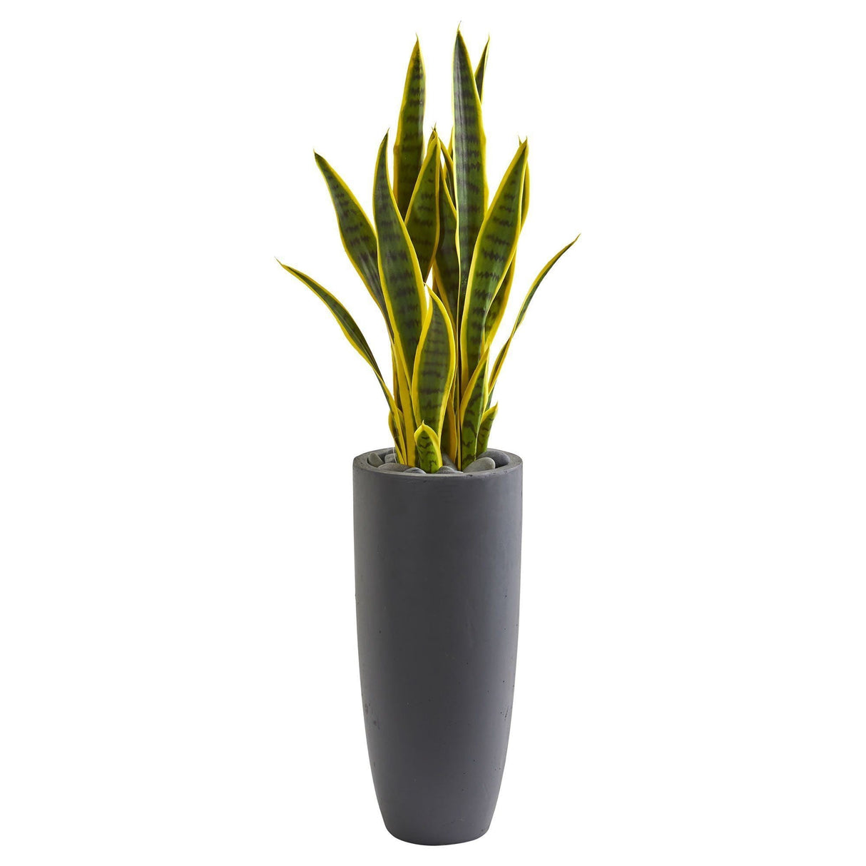 3’ Sansevieria Artificial Plant in Gray Bullet Planter by Nearly Natural