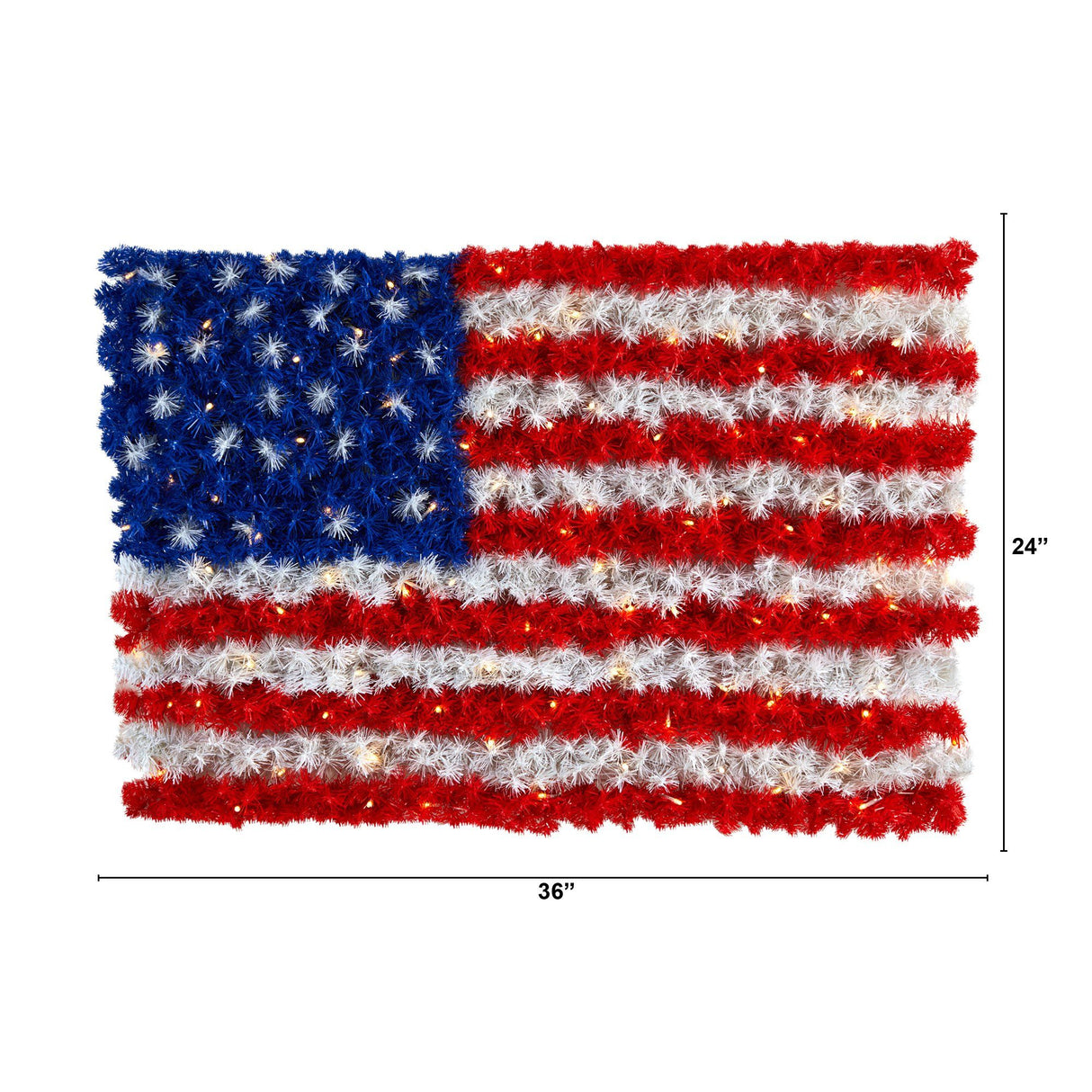 3’ x 2’ Red, White, and Blue “American Flag” Wall Panel with 100 Warm LED Lights (Indoor/Outdoor) by Nearly Natural