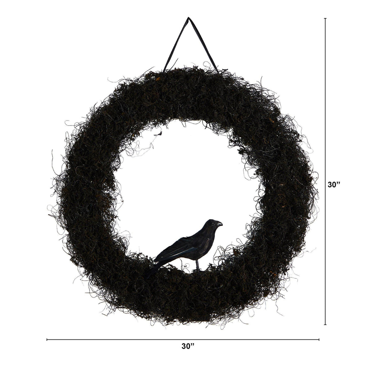 30” Halloween Black Raven Twig Wreath by Nearly Natural - Vysn