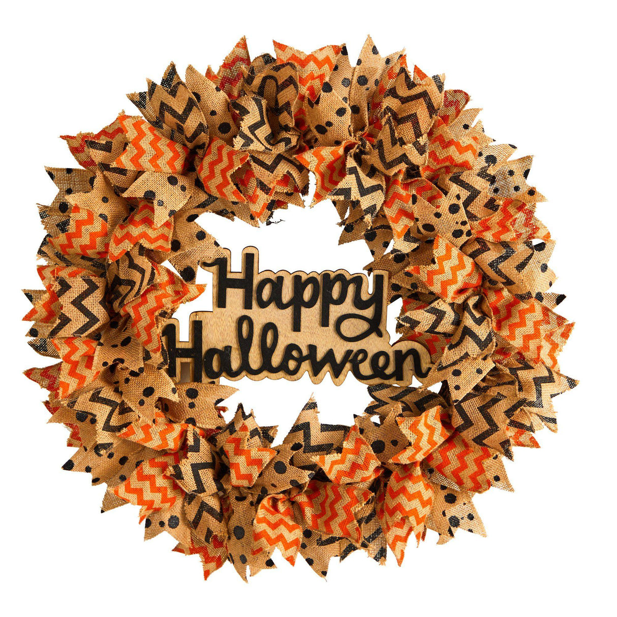 30” Halloween Burlap Ribbon Wreath by Nearly Natural - Vysn