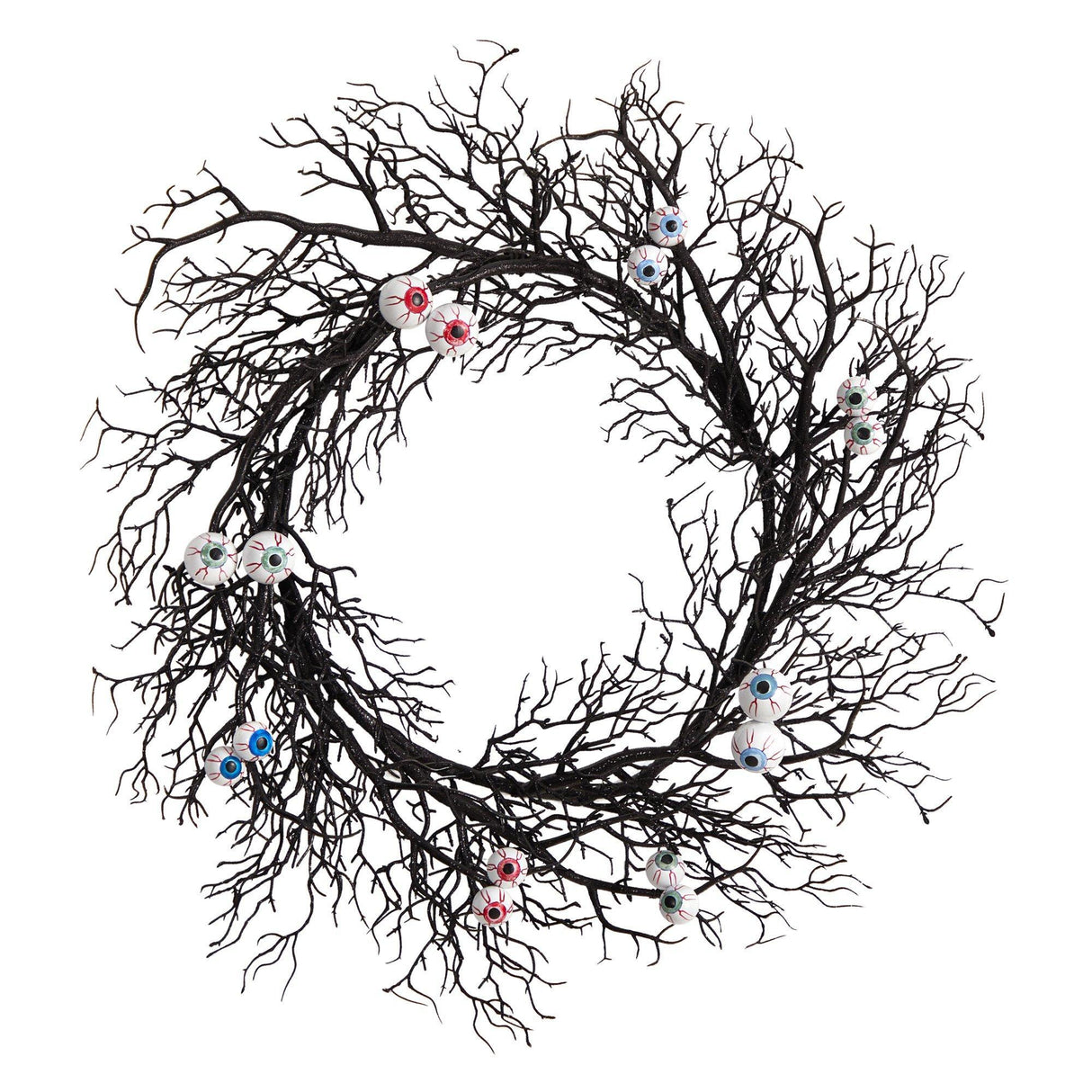 30" Halloween Gazing Eyeballs Twig Wreath" by Nearly Natural - Vysn