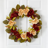 30” Harvest and Peony Artificial Wreath by Nearly Natural