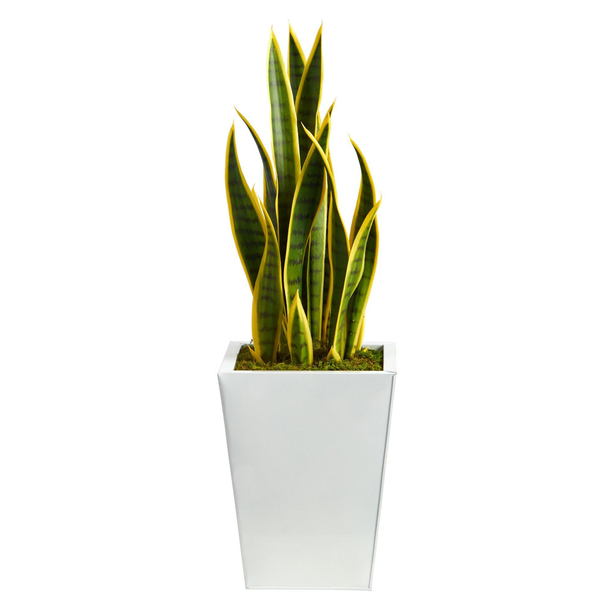 31” Sansevieria Artificial Plant in Black Metal Planter by Nearly Natural