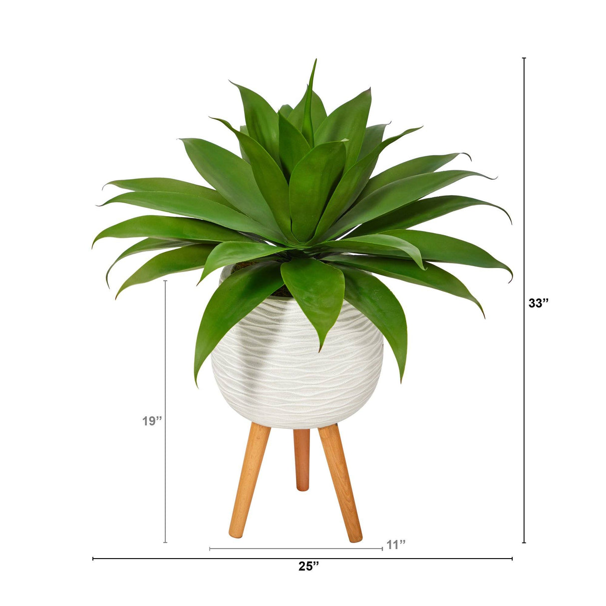 33” Agave Succulent Artificial Plant in White Planter with Stand by Nearly Natural