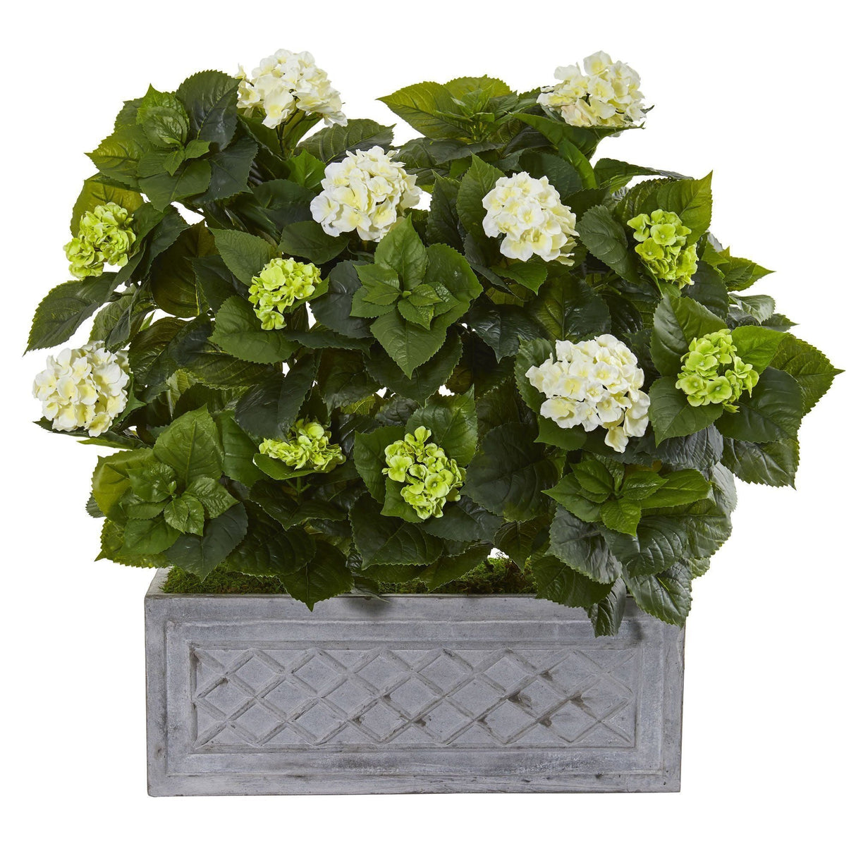 33” Hydrangea Artificial Plant in Stone Planter by Nearly Natural