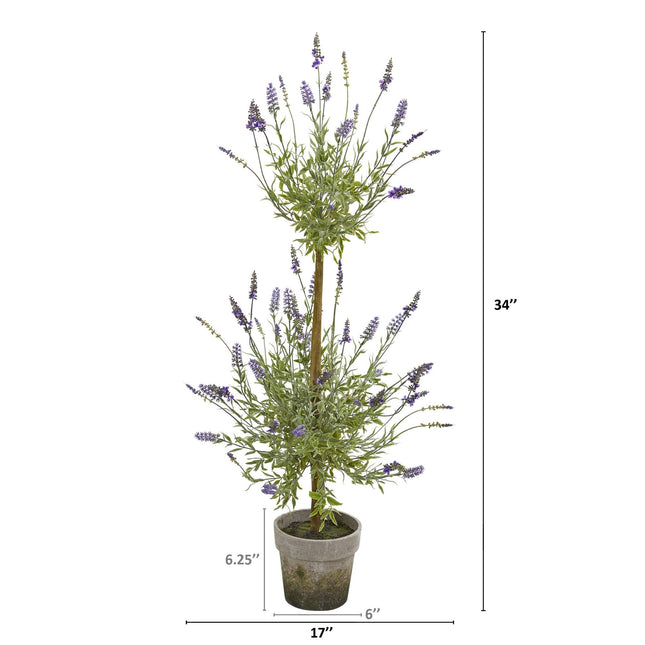 34” Lavender Topiary Artificial Tree by Nearly Natural