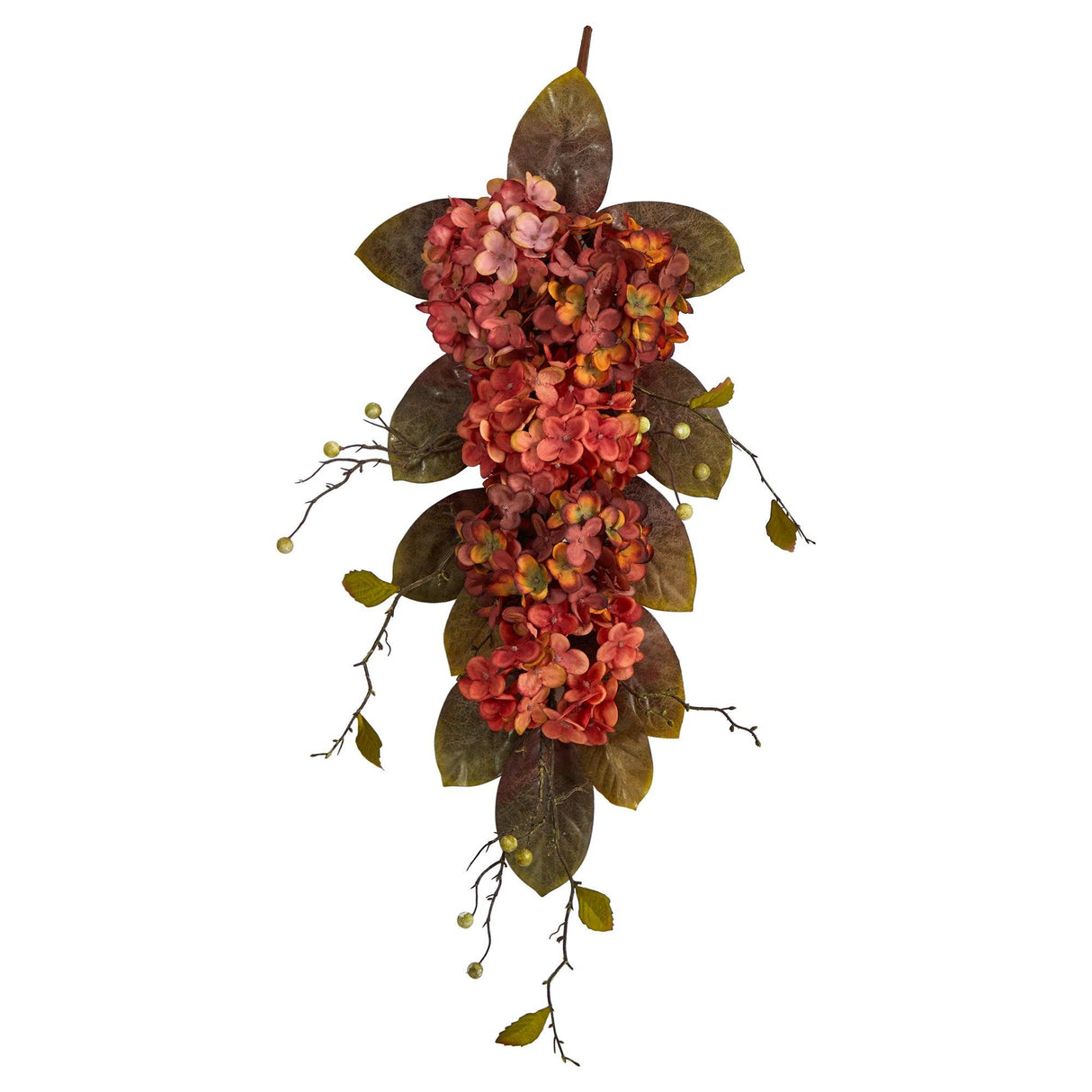 35” Autumn Hydrangea and Berry Artificial Fall Tear Drop by Nearly Natural