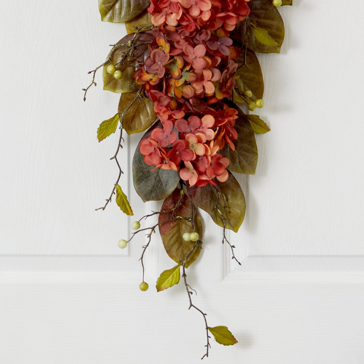 35” Autumn Hydrangea and Berry Artificial Fall Tear Drop by Nearly Natural