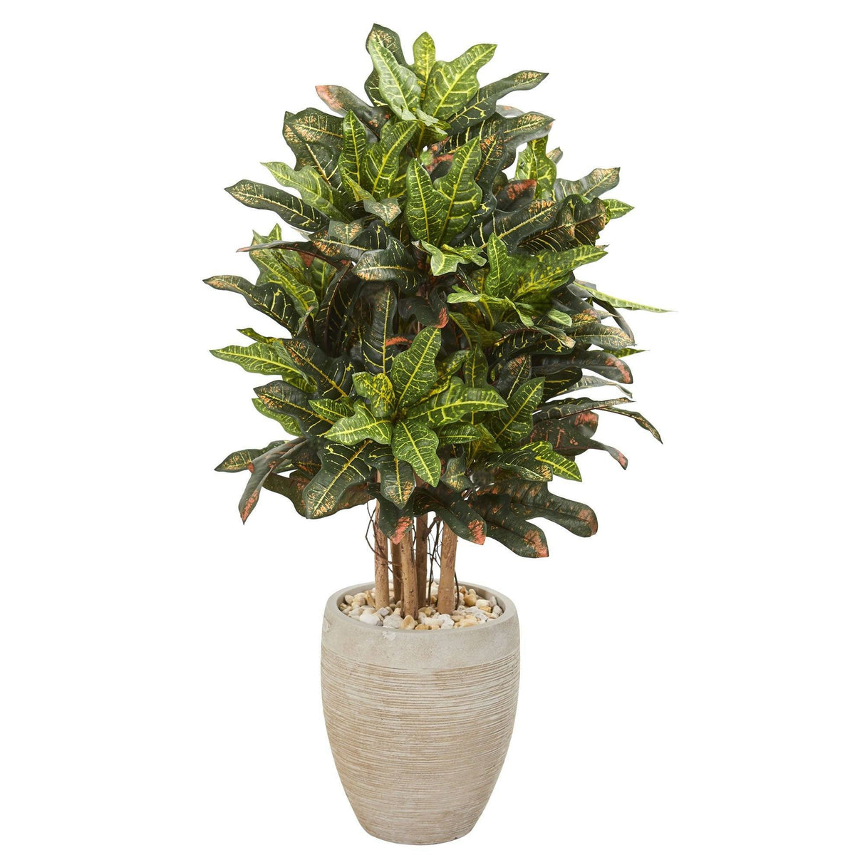 3.5’ Croton Artificial Plant in Sand Colored Planter by Nearly Natural