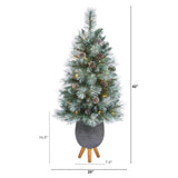 3.5’ Frosted Tip British Columbia Mountain Pine Artificial Christmas Tree by Nearly Natural