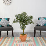 3.5’ Golden Cane Artificial Palm Tree in Terra-Cotta Planter by Nearly Natural