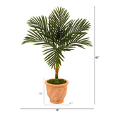 3.5’ Golden Cane Artificial Palm Tree in Terra-Cotta Planter by Nearly Natural