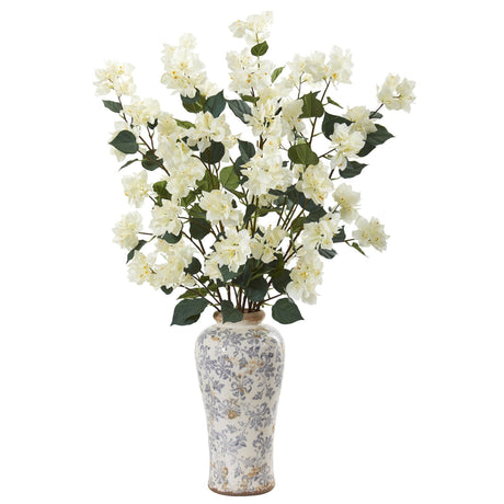 39” Bougainvillea Artificial Arrangement in Decorative Vase by Nearly Natural