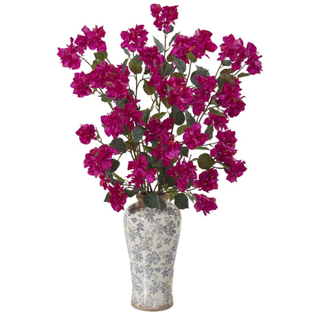 39” Bougainvillea Artificial Arrangement in Decorative Vase by Nearly Natural