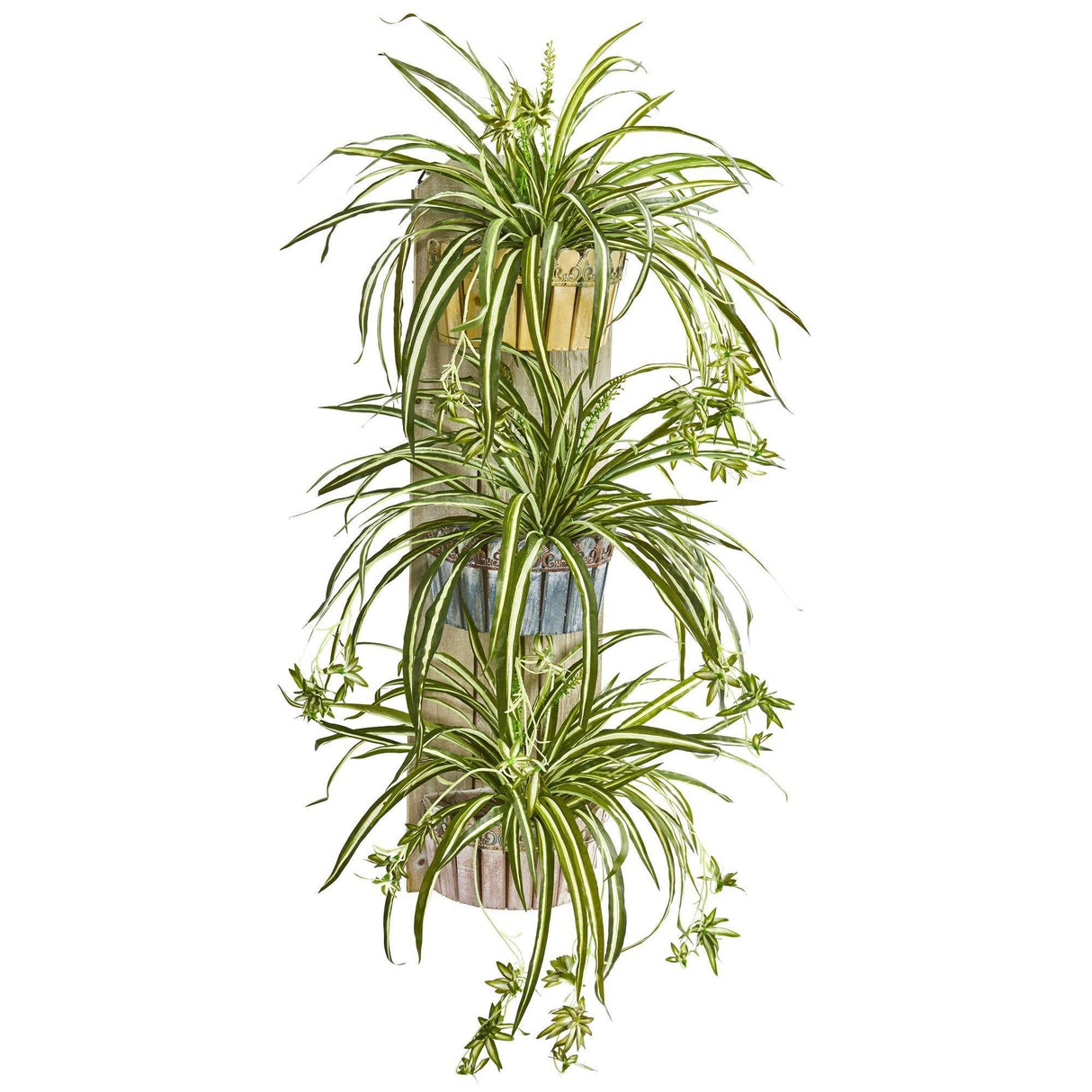 39” Spider Artificial Plant in Three-Tiered Wall Decor Planter by Nearly Natural