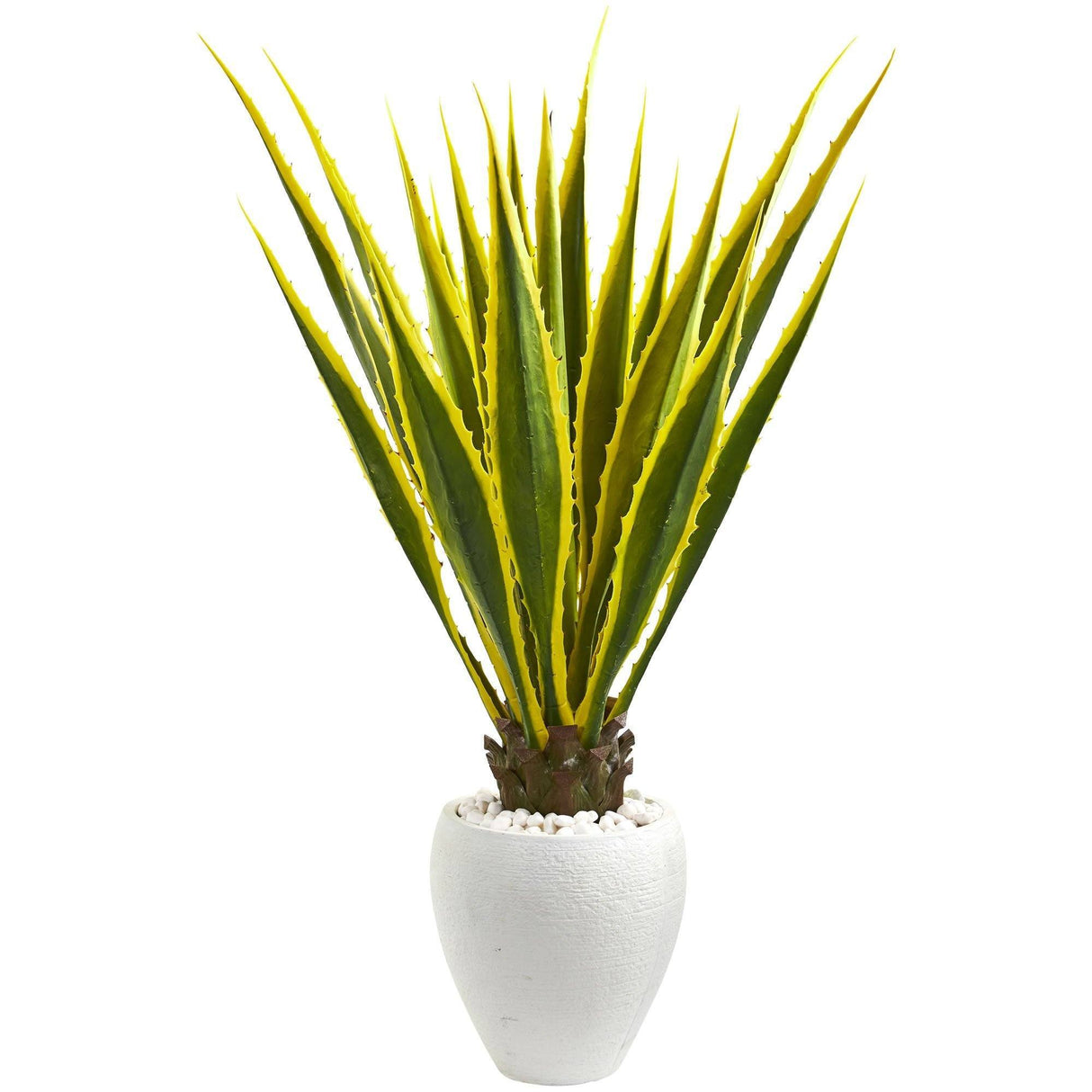 4’ Agave Artificial Plant in White Planter by Nearly Natural