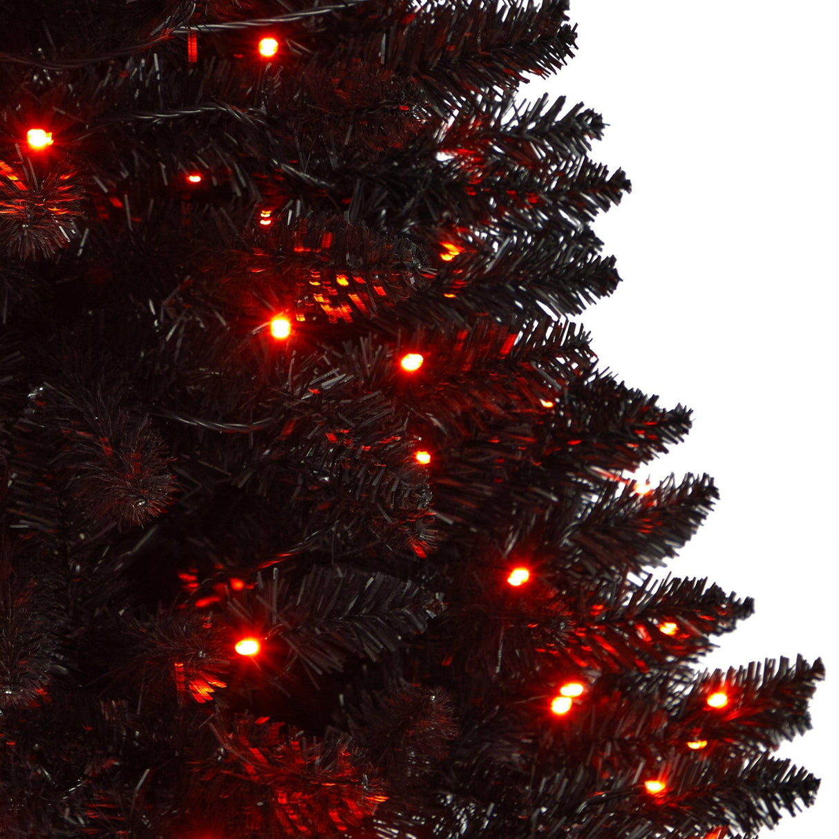 4’ Black Halloween Artificial Christmas Tree in Urn with 100 Orange LED Lights by Nearly Natural - Vysn