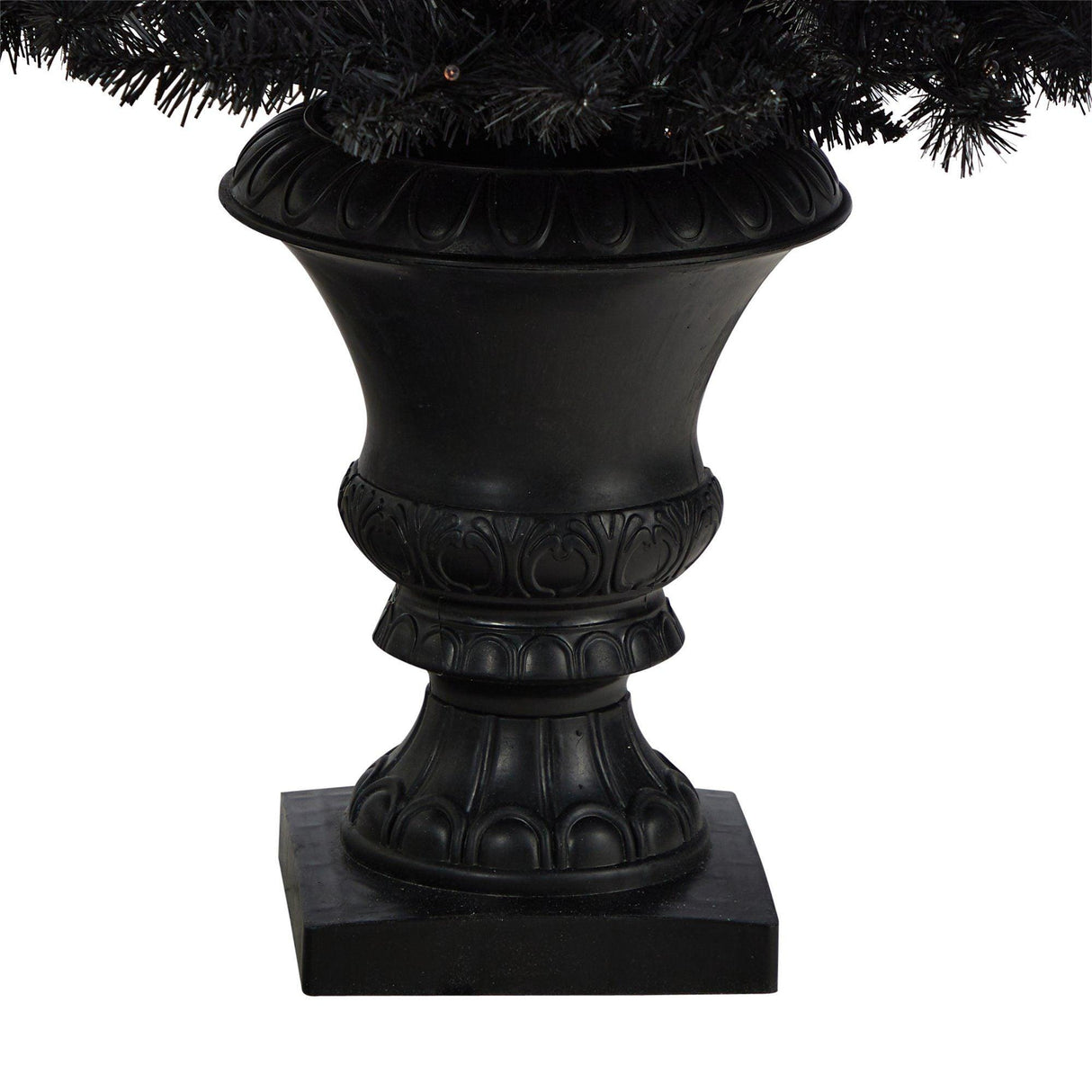 4’ Black Halloween Artificial Christmas Tree in Urn with 100 Orange LED Lights by Nearly Natural - Vysn