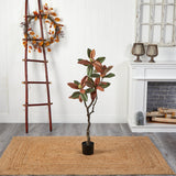 4’ Fall Magnolia Artificial Tree by Nearly Natural