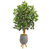 4’ Ficus Artificial Tree in Gray Planter with Stand by Nearly Natural