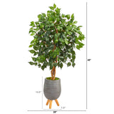 4’ Ficus Artificial Tree in Gray Planter with Stand by Nearly Natural