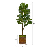 4’ Fiddle Leaf Fig Artificial Tree in Metal Planter with Faux Moss by Nearly Natural