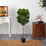 4’ Fiddle Leaf Tree UV Resistant (Indoor/Outdoor) by Nearly Natural