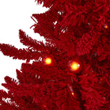 4' Red Flocked Fraser Fir Artificial Christmas Tree by Nearly Natural