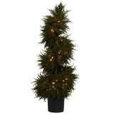 43” Cedar Spiral Topiary w/Lights by Nearly Natural