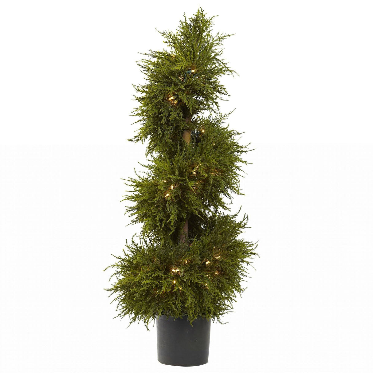 43” Cedar Spiral Topiary w/Lights by Nearly Natural