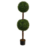 4.5’ Boxwood Double Ball Topiary Artificial Tree (Indoor/Outdoor) by Nearly Natural