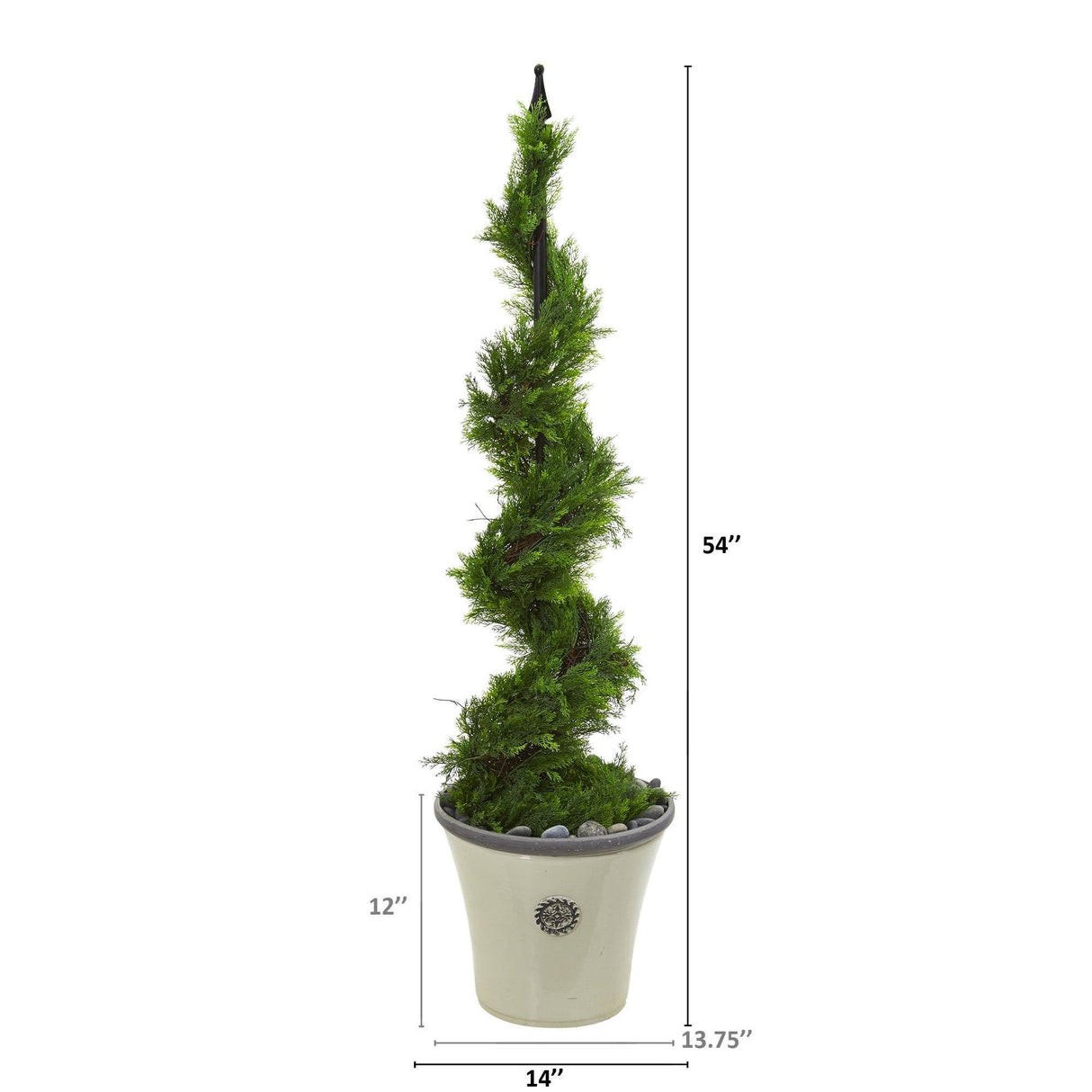 4.5’ Artificial Cypress Spiral Topiary Tree in Decorative Planter by Nearly Natural