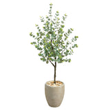 4.5’ Eucalyptus Artificial Tree in Sand Colored Planter by Nearly Natural