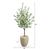 4.5’ Eucalyptus Artificial Tree in Sand Colored Planter by Nearly Natural